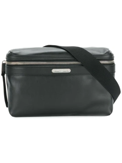 Saint Laurent Leather-trimmed Canvas Belt Bag In Black