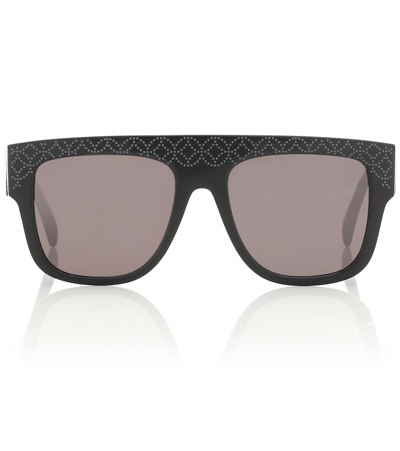 Alaïa Engraved Square Sunglasses In Black