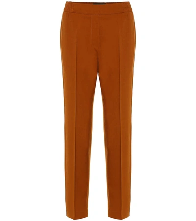 Etro Stretch-cotton Straight Pants In Brown