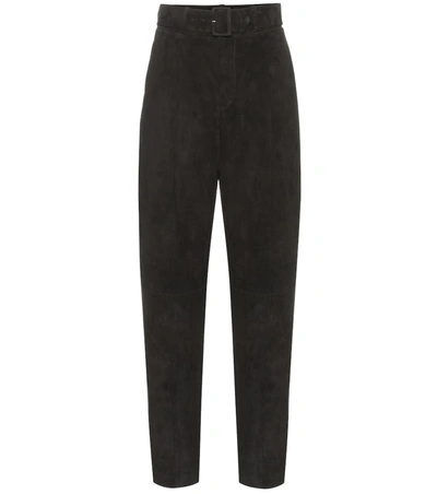 Stouls Murray High-rise Suede Pants In Black