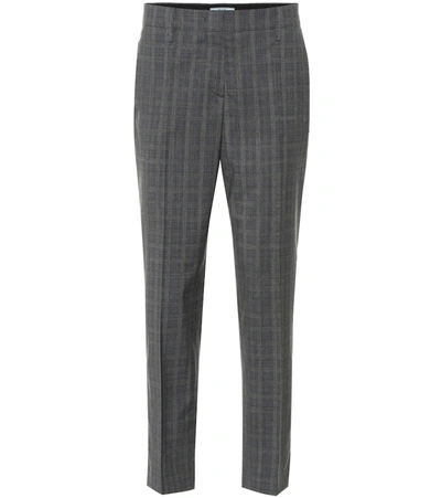 Prada Mid-rise Wool-blend Straight Pants In Grey