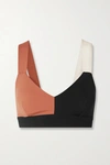 Vaara Elsa Color-block Stretch Sports Bra In Black Copper Cream