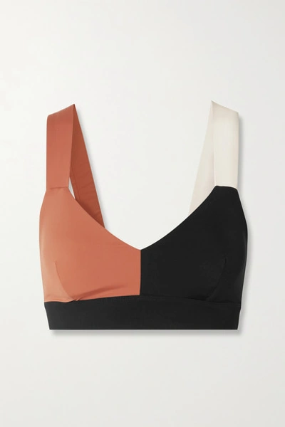 Vaara Elsa Color-block Stretch Sports Bra In Tan