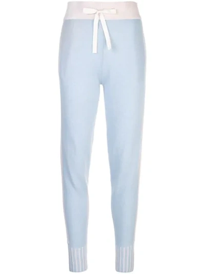 Morgan Lane Hailey Striped Cashmere Track Trousers In Blue