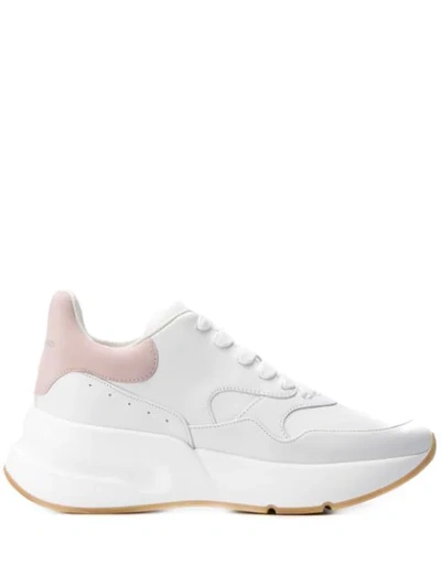 Alexander Mcqueen Suede-trimmed Leather Exaggerated-sole Sneakers In 9182 Opt Whi Patchouli