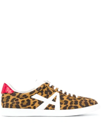 Aquazzura The A Leather-trimmed Leopard-print Suede Sneakers In Black,brown,white