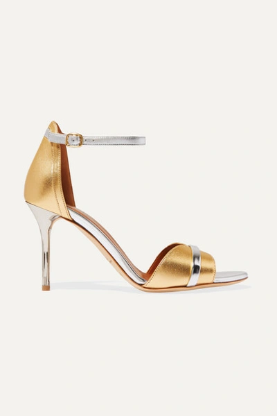 Malone Souliers Honey 85 Two-tone Metallic Leather Sandals In Gold