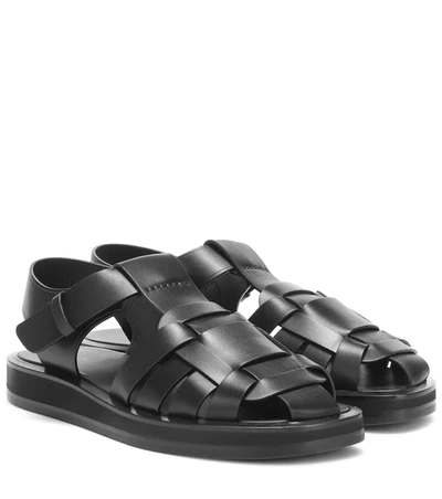 The Row Fisherman Woven Textured-leather Sandals In Black | ModeSens
