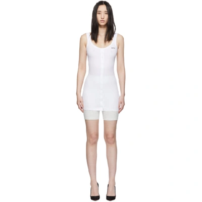 Off-white Printed Ribbed Stretch-cotton Jersey Mini Dress In Wht/blk