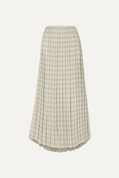 The Row Tulu Pleated Printed Silk-crepe Maxi Skirt In Brown Off White