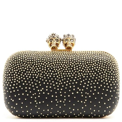Alexander Mcqueen Studded Two Ring Clutch Bag In Black