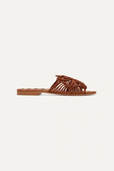 Carrie Forbes Rosa Woven Suede Slides In Brown