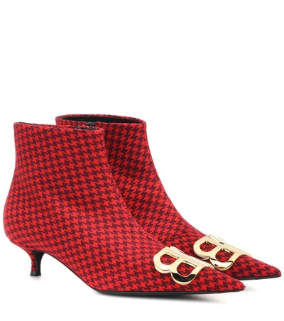 Balenciaga Knife Logo-embellished Houndstooth Wool Ankle Boots In 6478