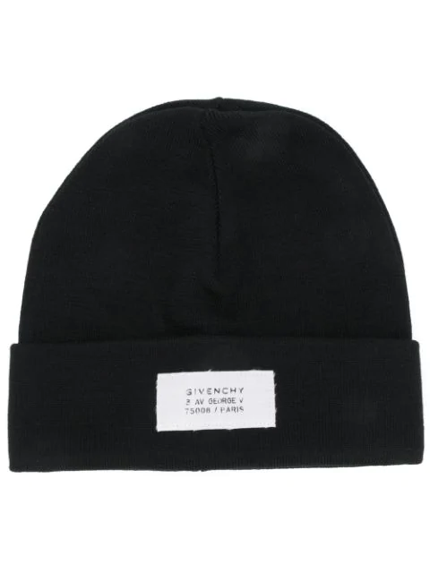 Givenchy Logo-patch Wool-blend Beanie Hat In Black | ModeSens