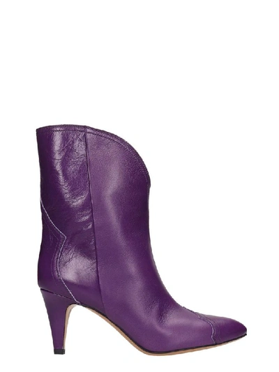 Isabel Marant Dythey High Heels Ankle Boots In Viola Leather