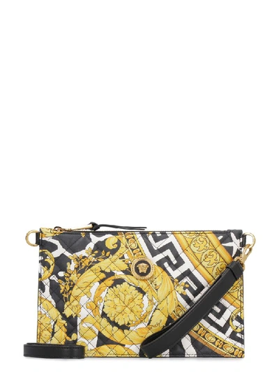 Versace Quilted Leather Clutch In Black