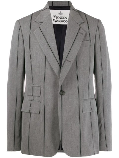Vivienne Westwood Striped Suit Jacket In Grey