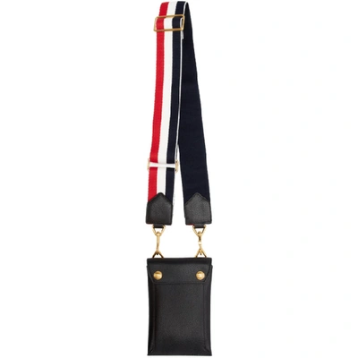 Thom Browne Tricolour-stripe Leather Cross-body Phone Bag In Black