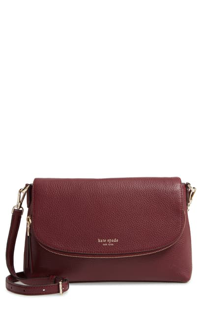 Kate Spade Large Polly Leather Crossbody Bag - Red In Cherrywood | ModeSens