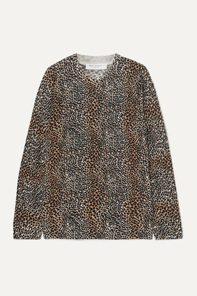 Equipment Raydon Leopard-print Wool Sweater In True Black Multi