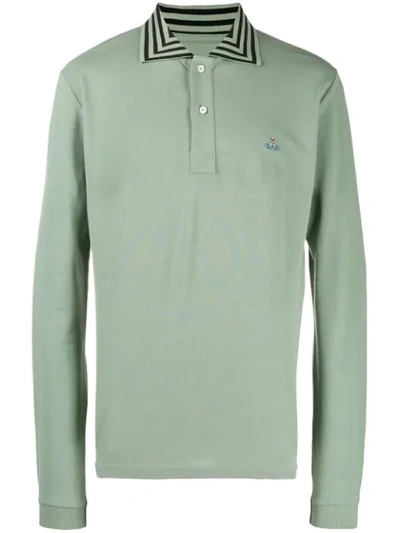Vivienne Westwood Striped Collar Polo Shirt In Green