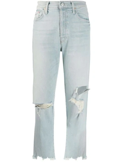 Mother Distressed Boyfriend Jeans In Blue