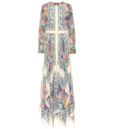 Altuzarra Tamourine Asymmetric Printed Silk Crepe De Chine Maxi Dress In White