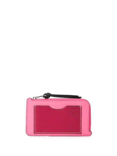 Loewe Color Block Zipper Wallet In Pink