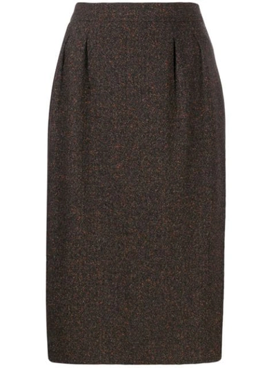 Pre-owned Saint Laurent 1980's Midi Skirt In Brown