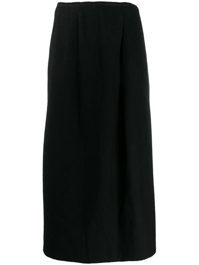 Pre-owned Yohji Yamamoto 1990's High-waist Midi Skirt In Black
