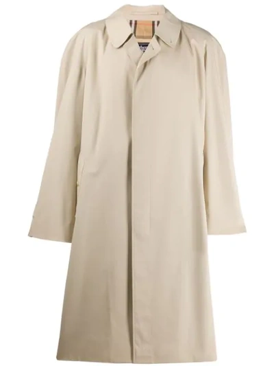 Pre-owned Burberry 1990's Single-breasted Overcoat In Neutrals