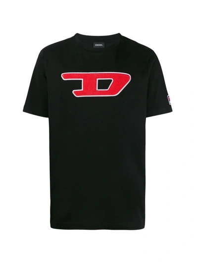 Diesel Short-sleeved T-shirt With Maxi Sponge Logo In Black