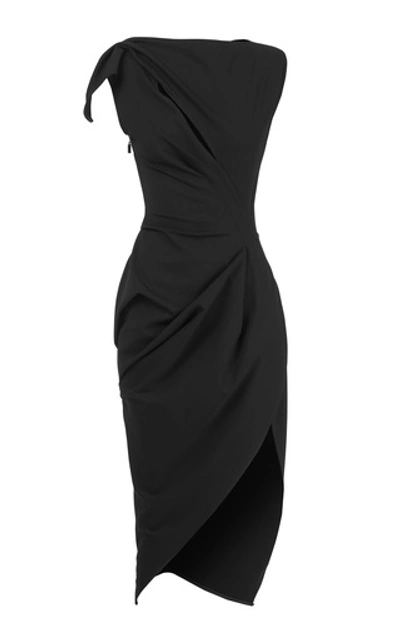 Maticevski Connector Gathered Cady Dress In Black