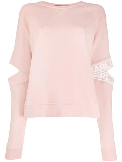 Karl Lagerfeld Cut-out Logo Sleeve Sweatshirt In Pink