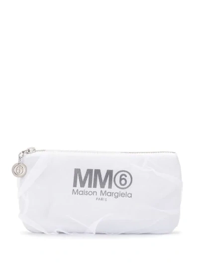 Mm6 Maison Margiela Logo Clutch Bag In White