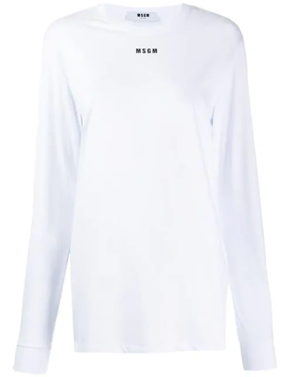 Msgm Logo Embroidered Sweatshirt In White