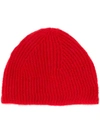 Rick Owens Ribbed Beanie In Red