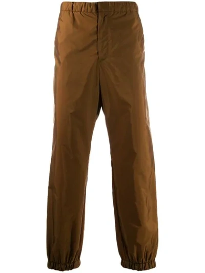 Prada Technical Fabric Trousers In Brown