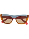 Marni Eyewear Colour-block Cat-eye Sunglasses In Grey