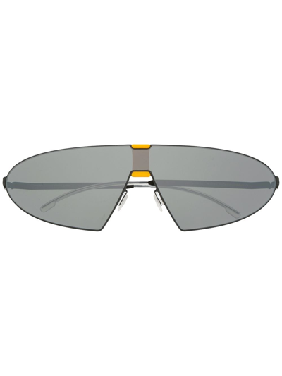 Mykita Karma Sunglasses In 423 Mh40 Black/yellow | Silver Shield