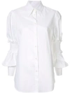 Mm6 Maison Margiela Ruffle Sleeve Shirt In White