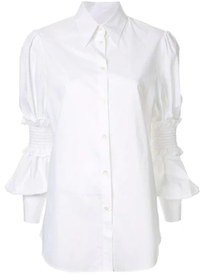 Mm6 Maison Margiela Ruffle Sleeve Shirt In White