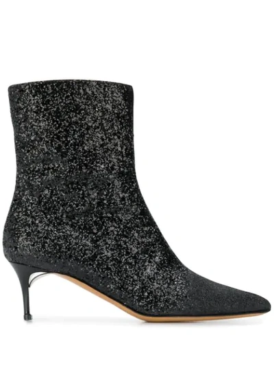 Maison Margiela Glitter-embellished Ankle Boots In Black