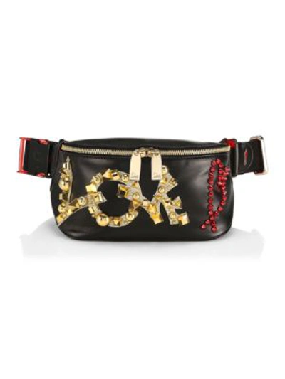 Christian Louboutin Marie Jane Spike Stud Leather Belt Bag In Black