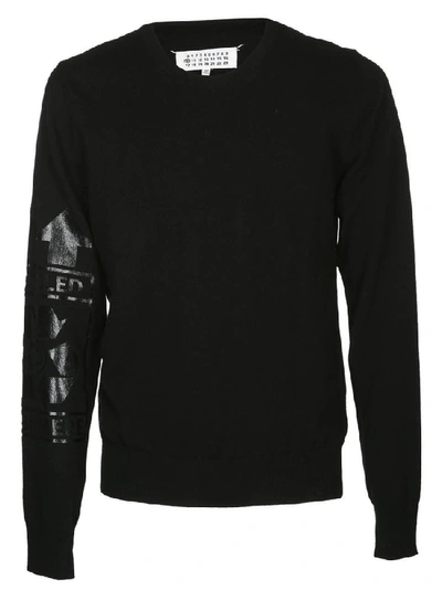 Maison Margiela Graphic Printed Sleeve Sweatshirt In Black