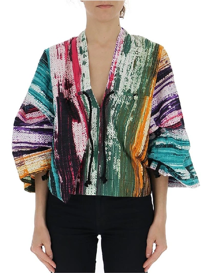 Issey Miyake Abstract Print Blouse In Multi