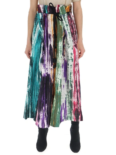 Issey Miyake Patterned Drawstring Waist Skirt In Multi