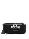 Moschino Logo Print Belt Bag In Black