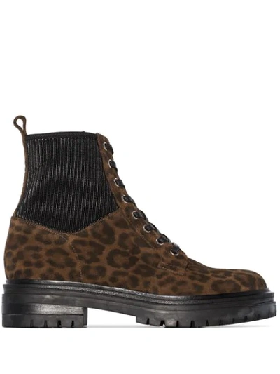 Gianvito Rossi Martis Leopard-print Suede Ankle Boots In Brown