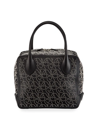 Alaïa Elba Medium Beaded Top Handle Bag In Black